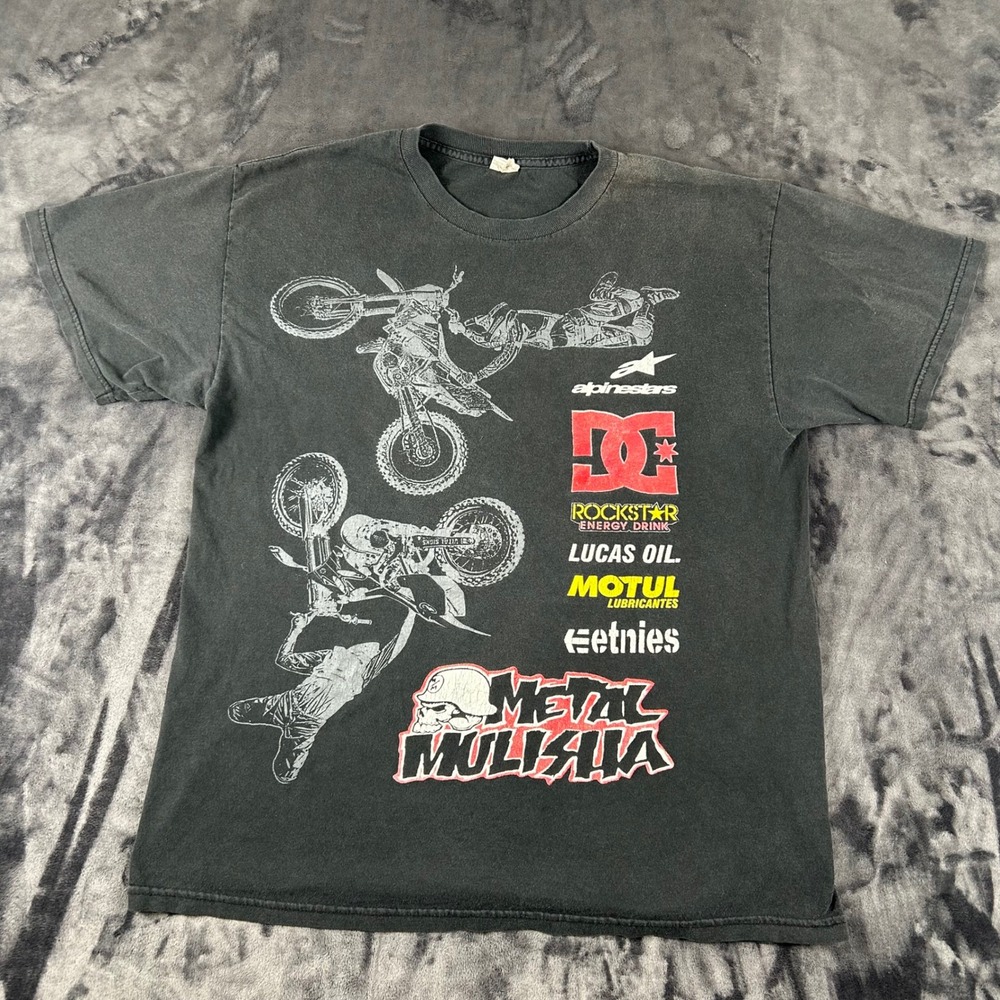 Metal Mulisha T-Shirt Mens Large Black Motocross Graphic Alpinestars DC Rockstar